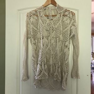 Adorable FREE PEOPLE crochet sweater/shawl, size S